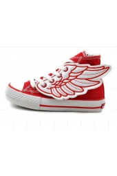 Red Canvas Shoes with Detachable Wings Design